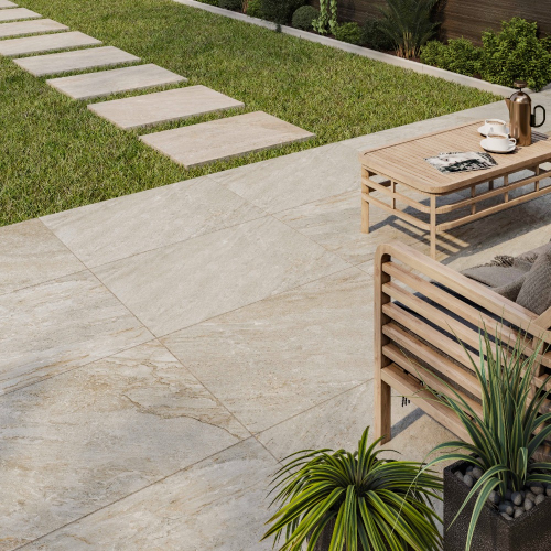 Mirage Beige outdoor Italian Porcelain paving 600x600mm