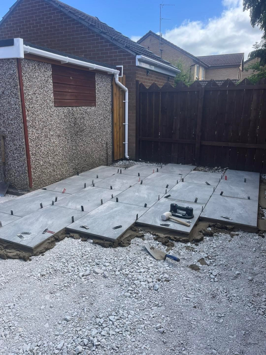 installing the porcelain tiles